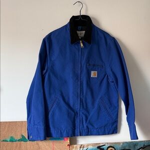 Carhartt Royal Blue Jacket with Black Corduroy Collar WIP